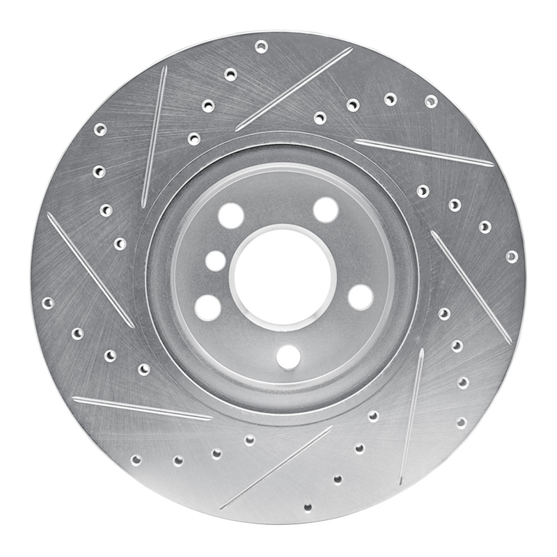 BMW X1 Brake Rotor (1) - Front Right - R1 Concepts - Drilled & Slotted - Silver - `15-`25